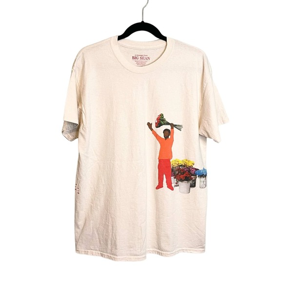 Big Sean Other - Big Sean Men's Off White Wake Up And Smell The Roses Rap Graphic T-Shirt Large